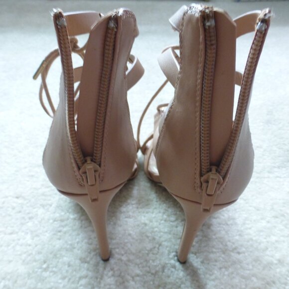 FOREVER 21 nude lace up strappy cage heels - Picture 4 of 8